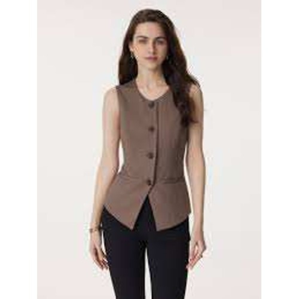 OGLmove Office Staple Waistcoat with Pockets Women Size S Mauve Taupe